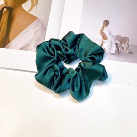 YBVABE Silk Satin Scrunchie - Soft Hair Accessory for Gentle and Luxurious Styling - Elastic Hair Tie for Women with Long, Thick, or Delicate Hair - Fashionable Silk Hair Scrunchies - Set of 6 - Multiple Colors Available (Peacock Blue)