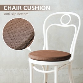 Gumcoly Round Memory Foam Chair Cushion Circle Bar Stool Pad Detachable Chair Seat Cushion with Removable Cover and Rubber Back Anti Slip Kitchen Dining Chair Pad 13 Inches Coffee