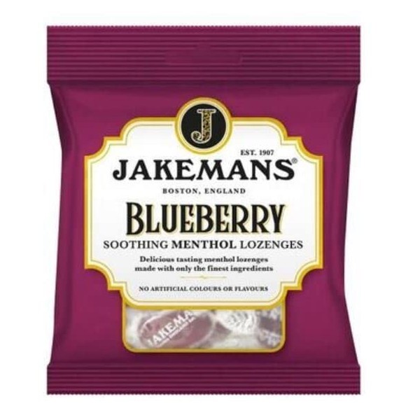 Jakemans Blueberry Flavour 73g Bags - Pack of 2 - Soothing Menthol Sweets - Suitable for Vegetarians
