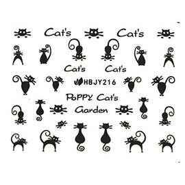 3-D Nail Sticker model black cats HBJY216