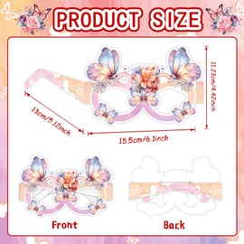 Pack of 8 Paper Birthday Party Glasses, Funny Photo Props for Birthday Party Favours, Butterfly Party Glasses for Butterfly Glasses, Glasses for Children Accessories