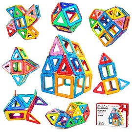 Jasonwell Bloques Magnéticos Juguetes Construccion - Juego Imanes Blocks Didacticos 3D Creativos y Educativos 42 Piezas Buen Regalo Aprenda Color y Fo