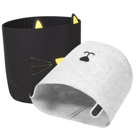 Ipetboom 2pcs Felt Pet Toy Storage Box Dog Toy Organizer Light Grey Treats Accessories Stylish Home Lightweight Portable