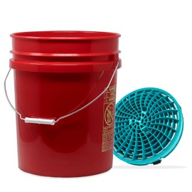 detailmate Car wash set: wash bucket red 5 gallons (19 litres) with detail Guardz Dirt Lock wash bucket insert turquoise for scratch-free hand wash
