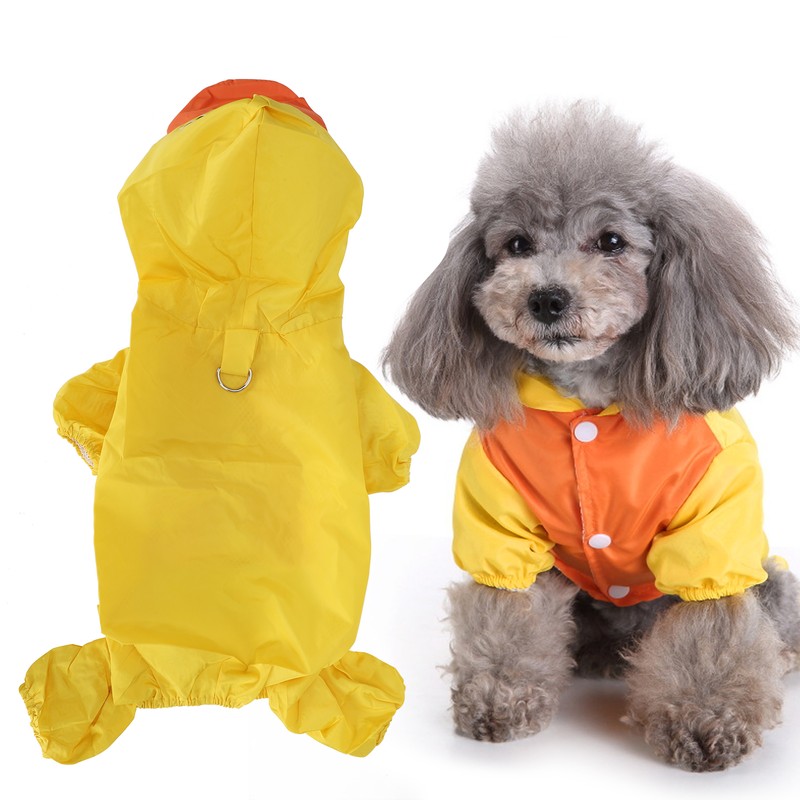 Dog Cute Raincoat Hooded Cloak Rain Jacket Cover Waterproof Polyester