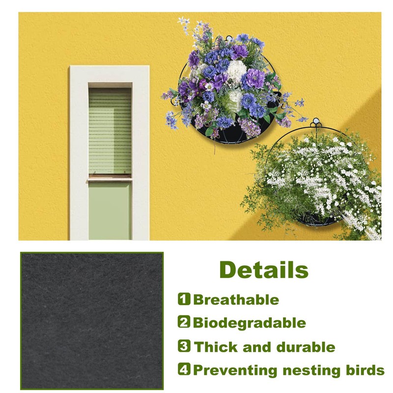 Udewo 3PCS 12 Inch Half Round Planter Liners Fabric Plant