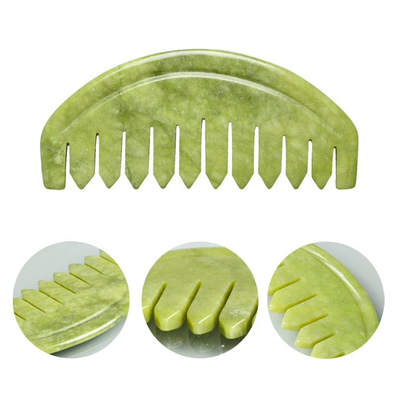 TEONEI Jade Head Comb Massage,Natural Jade Stone Head Therapy Massage