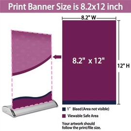 Nocntcro Mini Retractable Roll Up Banner Stand Retractable Banner and Signs for Business Mini Table Top Retractable Banner