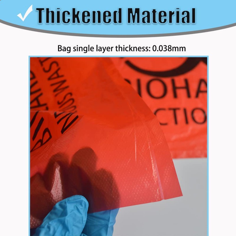Daarcin 20pcs 24x24in/61x61cm Red Biohazard Waste Bags With Hazard Symbol