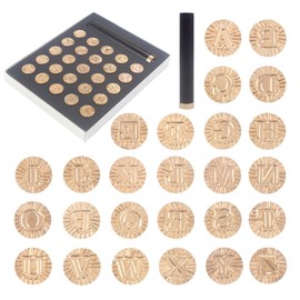 JAGERGREEN Wax Seal Kit, 26 Initial Letters A-Z Sealing Wax Stamp with 1pc Wooden Handle, Alphabet Seal Stamp, for Wedding Invitation, Gifts Wrapping, Christmas, Birthday Cards, Envelopes, Decoration