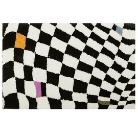 Checkered Doormat Anti Skid Black White Grid Cute Door Mat for Bathrooms Kitchens Living Rooms Checkerboard 50x80