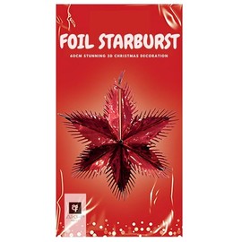 AKH® Rote Folie Starburst Weihnachtsdekoration | 60 cm | Metallic-Hängeornament für Weihnachtsdecke, Baum, Wand und festliche Dekorationen