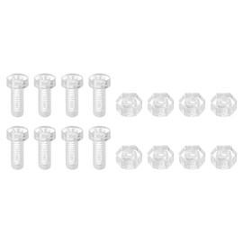 uxcell 8Set Clear Acrylic Screws Kit, M6 x 15mm Round Head Phillips Bolts with Hex Nuts, Bolts and Nuts Kit for Machine Accessories Electronic Equipment DIY Crafts