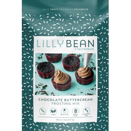 LillyBean Gluten Free Chocolate Buttercream Frosting Mix with No Artificial Colors - Dairy and Soy Free, Vegan Cocoa Icing for Decorating Cakes, Cupcakes, Cookies - 11 oz