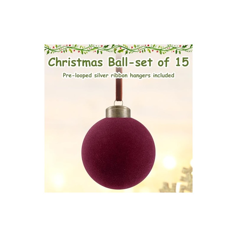 15 Bolas de Navidad de Terciopelo Adornos de Bolas de