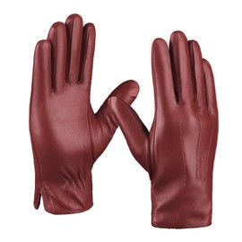 MGGMOKAY Mens Leather Gloves Lambskin Touch Screen Gloves Warm Cashmere Lined,Oxblood,XXL