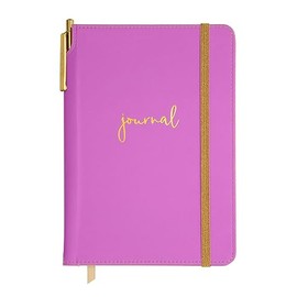 Lilly Pulitzer Journal Notebook with Black Ink Pen, Writing Set Includes Cute Journal with 96 Lined Pages and Gold Metal Pen, Amarena Cherry (Pink)