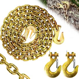 5/16" Transport Binder Chain-G80 Tow Chain with G70 Grab and Safety Hooks