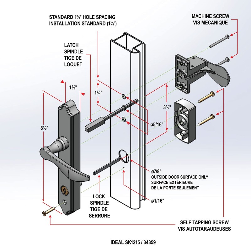 Ideal Security BK1215W ML Lever Set for Storm Doors and