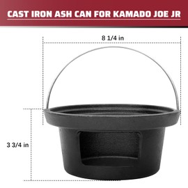 Cast Iron Ash Can with Handle for Kamado Joe Junior Grill, High Temperature Resistance Heavy Cast Iron Charcoal Ash Collector for Kamado Joe JR Accessories
