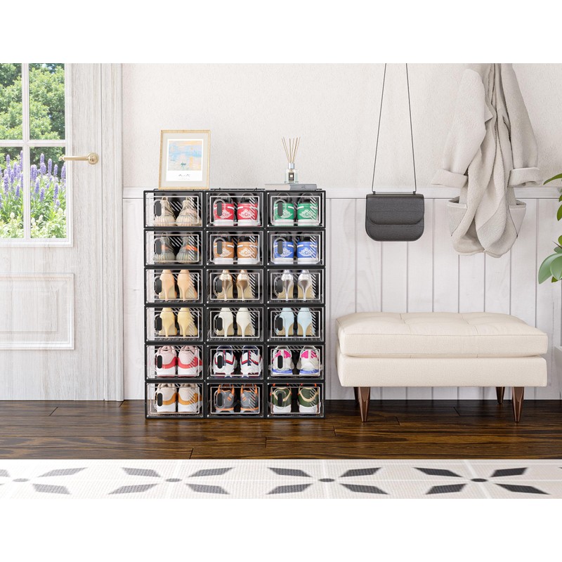 SIMPDIY Shoe Storage, 12 Pack Shoe Organizer for Closet, Shoe