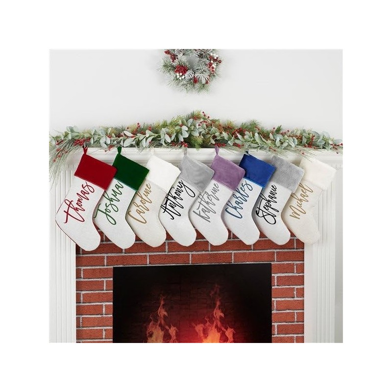 Personalization Universe Scripty Name Plush Velvet Christmas Stocking - Customizable