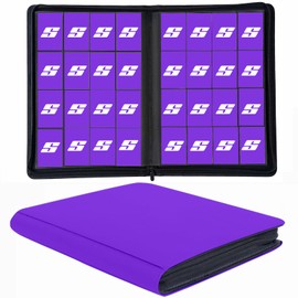 1000+ Pockets Trading Card Binder, 16 Pocket Ringless Side Loading Card Holder Album, Trading Card Album Fit for YuGiOh, MTG, TCG, Game Cards, Sports Cards, Business Cards (Purple)