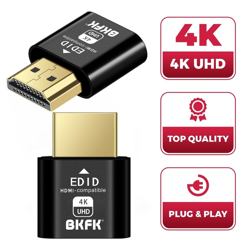BKFK HDMI Dummy Plug 4K HDR,Virtual Monitor EDID Emulator, Headless