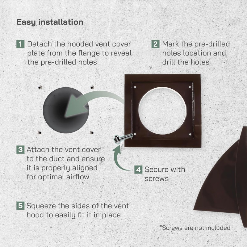 Vent Systems 4" Inch Brown Exhaust Vent Cover Dryer Vent