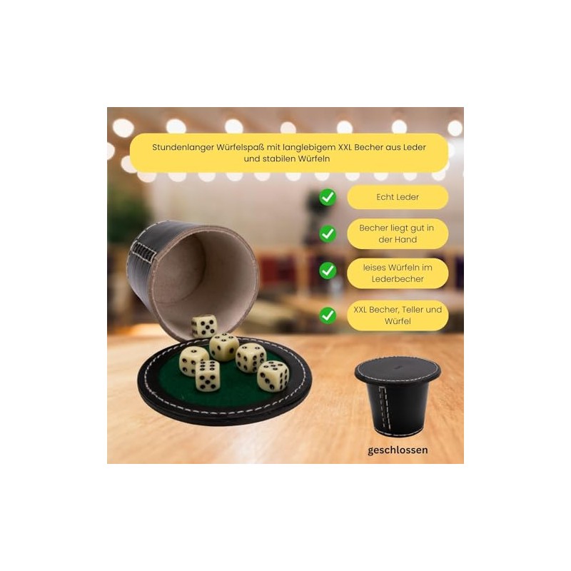 GICO Quality Dice Cup Large (Genuine Leather) XL Black with