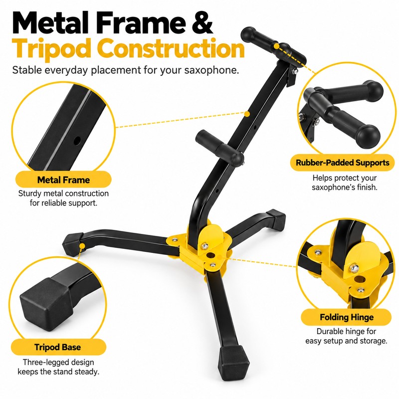 Foldable Alto Saxophone Stand for Practice and Storage – Portable