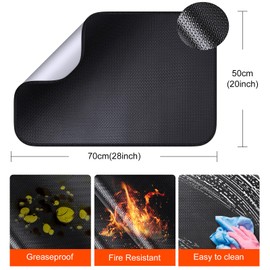 Heat Resistant Mat for Countertop, 20" x 28" Silicone Countertop Protector Mat, Heat Resistant Mats for Air Fryer, Coffee Maker, Oven, Waterproof & Oil - Black & Gray