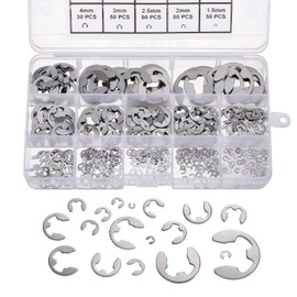 400 Pieces Stainless Steel E-Clips E-Ring Assortment, KWOKWEI Circlip Snap Assortment 1.5/2/2.5/3/4/5/6/7/8/9/10/12/15 mm, Locking Washers Assortment with Box for Shaft Groove Machine Automotive