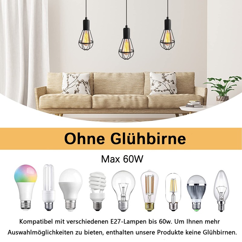 Industrial Lamp with Plug Metal Pendant Light Kit with Switch