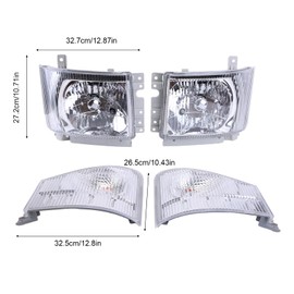 Ftoghe Headlight Corner Lamp Assembly Set Left Driver and Right Passenger Side Headlights Replacement for ISUZU NPR NPR-HD NQR NRR 2008-2020, 8975851702, 8975851712 (1 Pair)