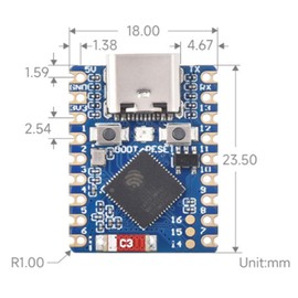 GERUI ESP32-S3 Mini Development Board (Equipped with Two Rows of Needles), 240 MHz Running Frequency, 2.4 GHz WiFi BT 5, ESP32-S3FH4R2 Dual-Core Processor, Castellated Module, Suitable for SMD