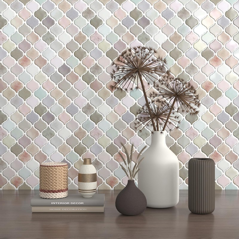 CHIHUT Arabesque Peel and Stick Backsplash 12''x12'' Waterproof Oil Proof