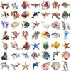 Ocean Life Jellyfish Turtles Transparent Stickers,50 PCS PET Sea Marine