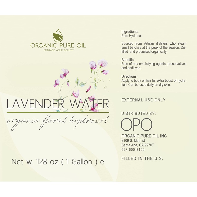 OPO Lavender Water Hydrosol - Pure Steam Distilled Natural Non