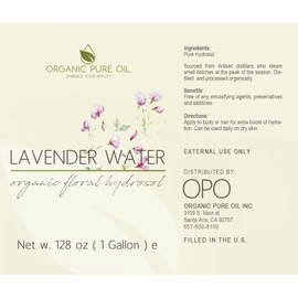 OPO Lavender Water Hydrosol - Pure Steam Distilled Natural Non GMO Calming Bulk Body, Face, Facial Toner, Aromatherapy, Set Makeup, Cleanser Mist Spritz (128 oz / 1 Gallon)