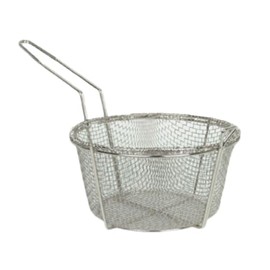 A-to-Z Supply SLFB006 Fry Basket, 13-1/4" Dia. x 5-1/8", Front Hook, Bottom Cross Support, Wire mesh, Nickel Plated