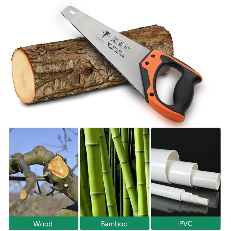 14 Inch Wood Hand Saw, 11 TPI Universal Handsaw Non-slip