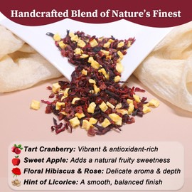 Fullchea - Cranberry Apple Tea, 45 Teabags - Cranberry Tea with Apple, Hibiscus, Rose & Licorice – Naturally Sweet & Tart - Non-GMO - Caffeine-Free - Wellness Support