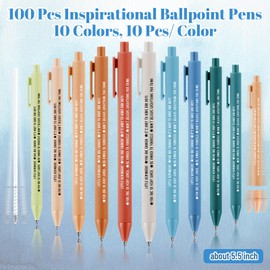 Sayglossy 100 Pcs Inspirational Pens Gifts Bulk Mental Health Motivational Quotes Ballpoint Pens Black Ink Thank You Appreciation Gifts for Women Employee Graduation End of the School Year, 10 color