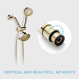 OFFO Shower Hose, 80 in Kink Free Stainless Steel Shower Hose Attachment Electroplating Handheld Shower Head Hose Flex Hoses Extension with Brass Insert & Nut for Pet Bathing Cleaning, Gold