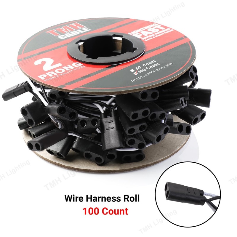 TMH 100 Count 2-Prong Wire Harness Roll Double Female Bullet