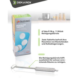 Descaling Tablets for 2 Descaling Processes for Bosch 311909 00311909 TCZ6004 with Dekarox Cleaning Brush for Tassimo Coffee Machines