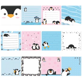 240PCS Penguin Sticky Notes Self Sticky Notepads Cute Penguin Pattern Adhesive Mini Memo Pad for School Office Party Gifts Labelling Supplies