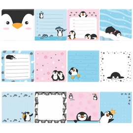 240PCS Penguin Sticky Notes Self Sticky Notepads Cute Penguin Pattern Adhesive Mini Memo Pad for School Office Party Gifts Labelling Supplies