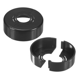 M METERXITY 2-Pack Cuttable Wall Split Flange, for 0.8/1/1.2 Inch(20/25/32mm) OD Pipe ABS Escutcheon Plate Round Plumbing Cover Plates for Water Pipe/Faucet [20mm Height, Black]